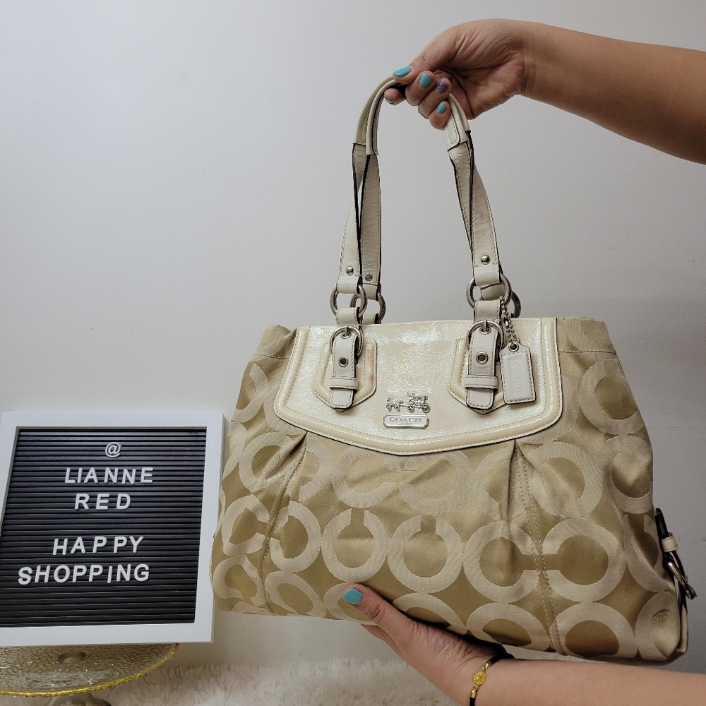 Coach Cream and Tan Satchel with Timeless Elegance
